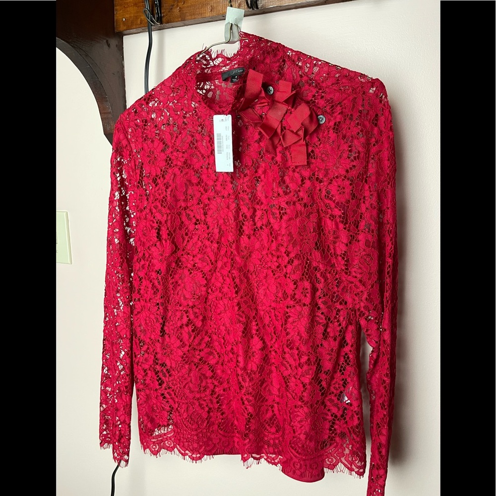 Deep red lace top with built-in liner